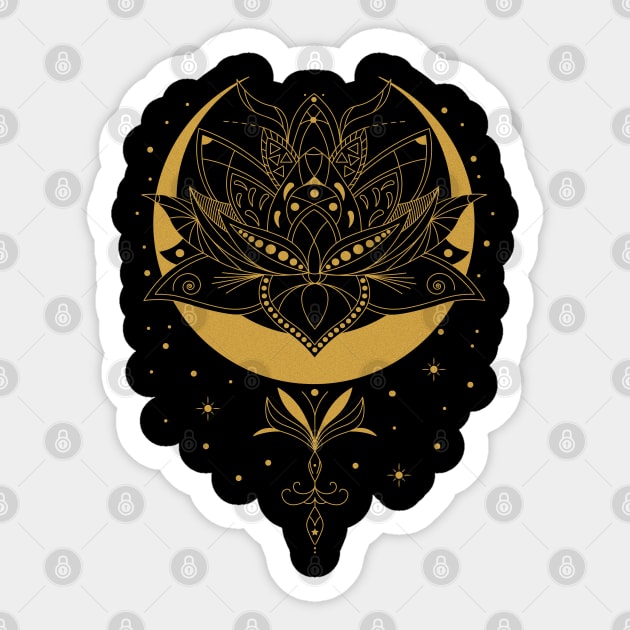 Moon Lotus Flower Sticker by CelestialStudio